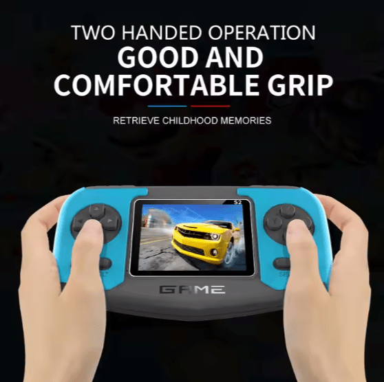 Compact retro game machine جهازُ أَلْعَابٍ رِتْرُو صَغِيرٌ مُضْغَطٌ