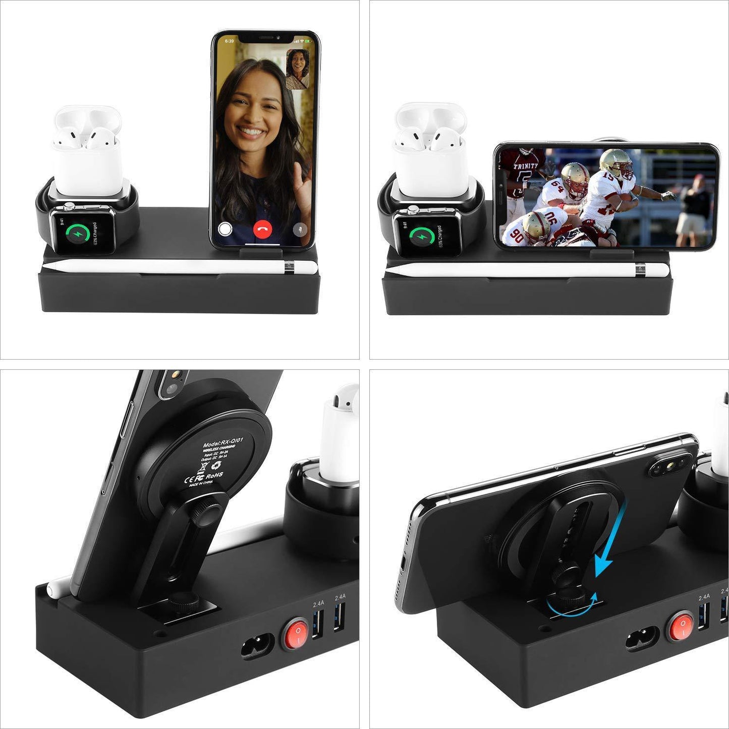 8-in-1 Wireless Charging Stand حَامِلُ الشَّحْنِ اللاسِلْكِيّ ثَمَانِي فِي وَاحِدٍ