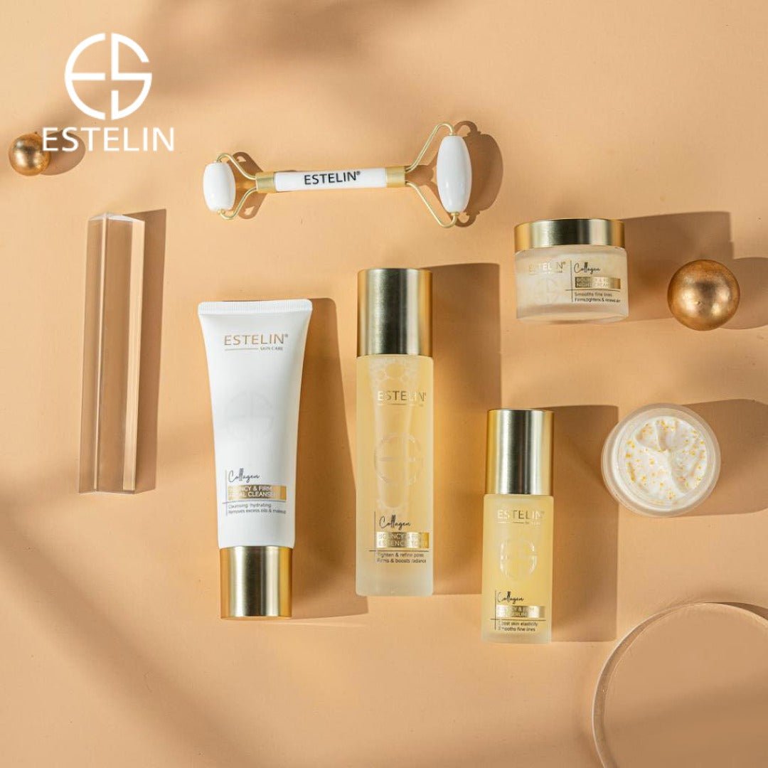 Estelin - Collagen Skincare Set إِسْتِلِين - مَجْمُوعَةُ العِنَايَةِ بِالبَشَرَةِ بِالكُولَاجِين لِلنَّضَارَةِ وَالثَّبَاتِ (الأَصْلِيَّةُ)