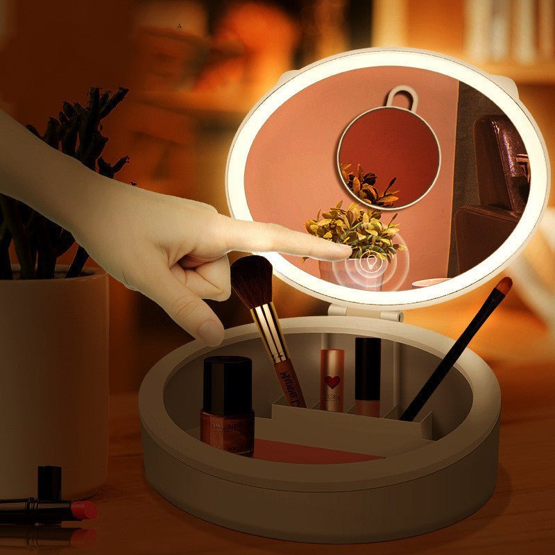 Lighted Makeup Mirror for Table مِرْآةُ مِيكَابْ بِالإِضَاءَةِ لِلطَّاوِلَةِ - لِغُرْفَةِ البَنَاتِ مَعَ صُنْدُوقِ تَخْزِينٍ وَدِيكُورٍ لِلْمَنْزِلِ
