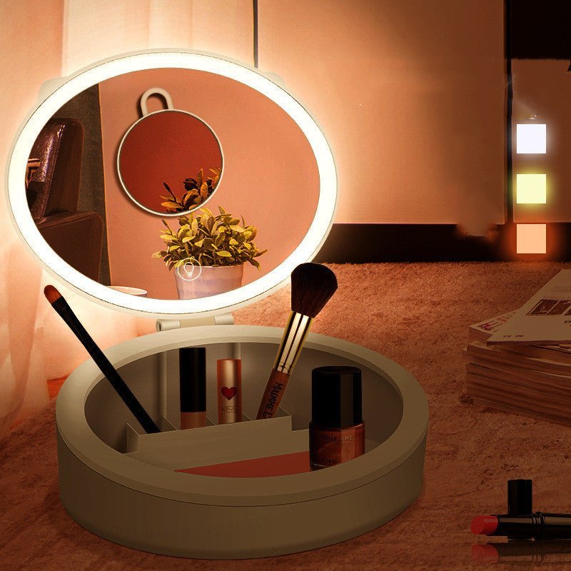 Lighted Makeup Mirror for Table مِرْآةُ مِيكَابْ بِالإِضَاءَةِ لِلطَّاوِلَةِ - لِغُرْفَةِ البَنَاتِ مَعَ صُنْدُوقِ تَخْزِينٍ وَدِيكُورٍ لِلْمَنْزِلِ