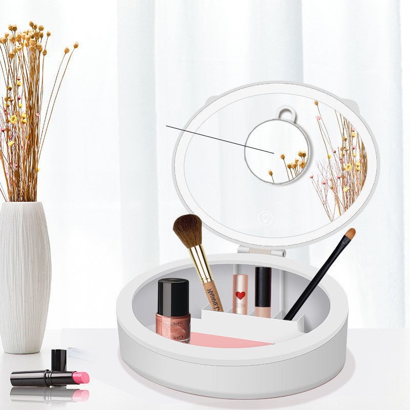 Lighted Makeup Mirror for Table مِرْآةُ مِيكَابْ بِالإِضَاءَةِ لِلطَّاوِلَةِ - لِغُرْفَةِ البَنَاتِ مَعَ صُنْدُوقِ تَخْزِينٍ وَدِيكُورٍ لِلْمَنْزِلِ