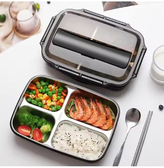 Stainless steel lunch box صُنْدُوقُ غَدَاءِ مِنَ الْفُولاذِ الْمُقَوَّى (الستانلس ستيل)