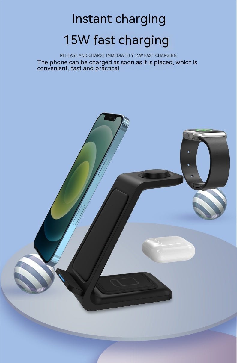 3-in-1 Wireless Charger شاحن لاسِلْكِيّ ٣ فِي ١ شَحْن سَرِيع - وَرَاقِيّ وَرَأْسِيّ